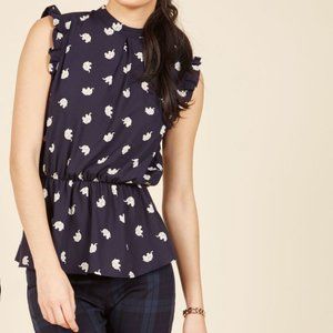 ModcCoth Professional Peplum Top in Elephants